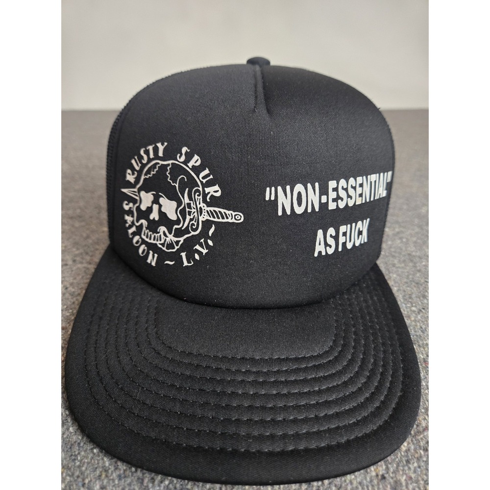 Rusty Spur Saloon Las Vegas Hat Black Non-essential As F@ck Punk Rock Trucker